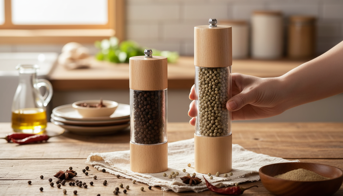 Fresh Flavor Made Easy: Rubberwood & Acrylic Pepper Mill